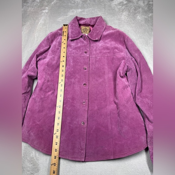 Vintage A.M.I. 100% Leather Suede Fuchsia Button Front Western Jacket Large - Picture 11 of 16